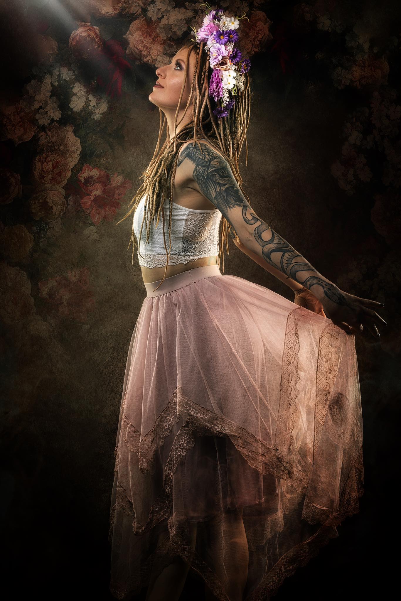 Kate Fine Art Dark/Brown Floral Collapsible Backdrop Photography 5X6.5ft(1.5x2m) - Image 11